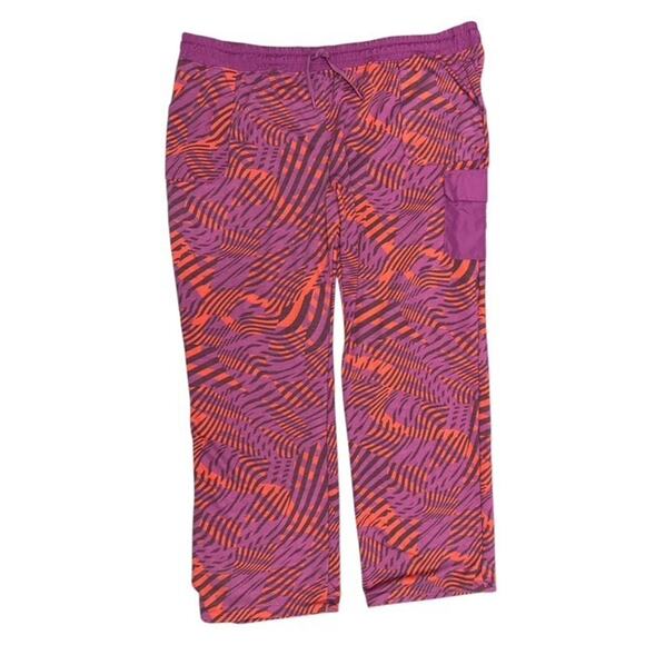 Tek Gear 3X Jogger Pants Magenta Purple Orange Striped Mid Rise Drawstring Soft - Picture 1 of 6